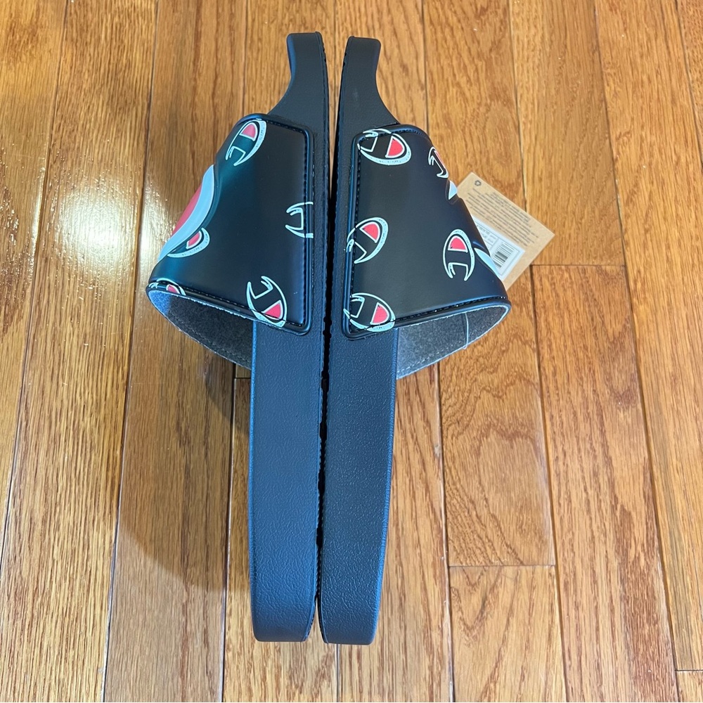 Champion Mens IPO-R Black White Red Slides Repeat C Logo All Over Slides:8,10, - Picture 10 of 13